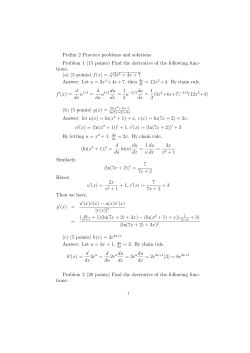 Prelim 2 Practice problems and solutions Problem 1 (15 points) Find