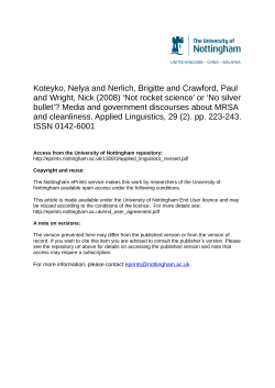 &ldquo;Cleanliness&rdquo; in the media discourse of MRSA &ndash; simple, proper and