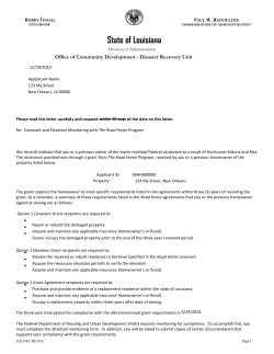 State of Louisiana - Road Home Program