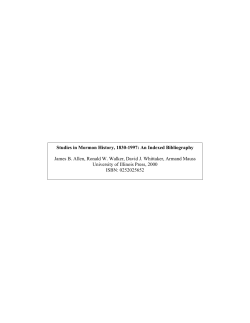 Studies in Mormon History, 1830-1997: An Indexed Bibliography