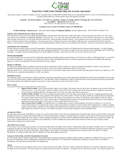 Membership Agreement - Team One Credit Union