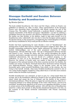 Giuseppe Garibaldi and Sweden: Between Solidarity