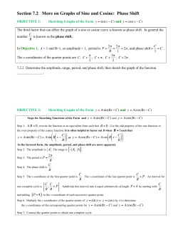 Section 7.2 More on Graphs of Sine and Cosine: Phase Shift