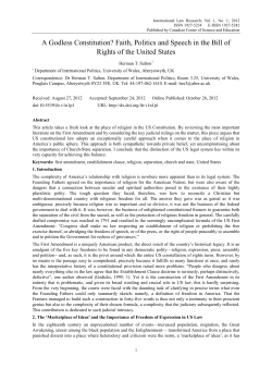 A Godless Constitution? Faith, Politics and Speech in the Bill of