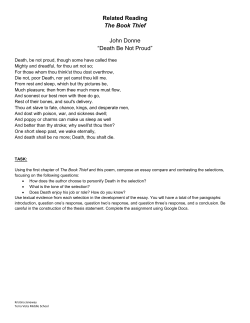 Related Reading The Book Thief John Donne “Death Be Not Proud”