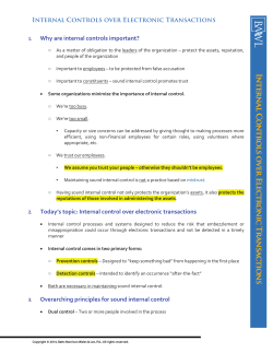 INtERNAl CONtROlS OvER ElEctRONic TRANSActiONS Why are
