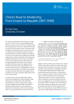 China`s Road to Modernity: From Empire to Republic