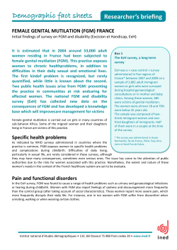 FEMALE GENITAL MUTILATION (FGM) FRANCE Specific health