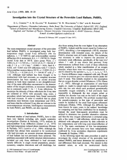 Investigation into the Crystal Structure of the Perovskite Lead