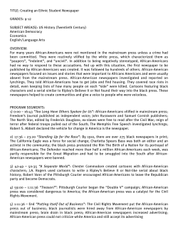 TITLE: Creating an Ethnic Student Newspaper GRADES: 9