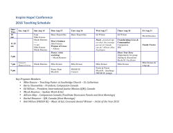 Inspire Hope! Schedule 2016
