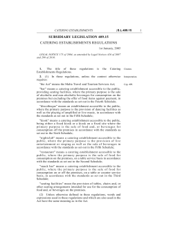 S.L. 409.15 Catering Establishments Regulations