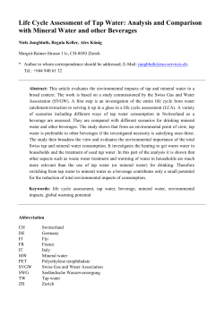 Life Cycle Assessment of Tap Water: Analysis - ESU