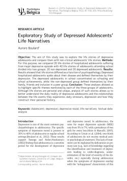 Exploratory Study of Depressed Adolescents` Life Narratives