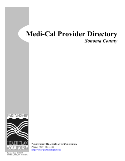 MC Sonoma Directory - Partnership HealthPlan of California