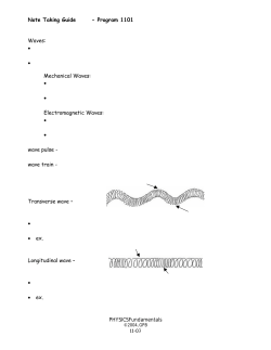 Note Taking Guide - Program 1101 PHYSICSFundamentals Waves