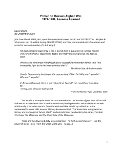 Primer on Russian Afghan War, 1979