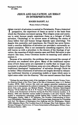 jesus and salvation: an essay in interpretation