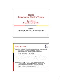 CSC 121 Computers and Scientific Thinking David