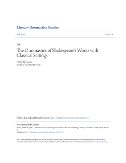 The Onomastics of Shakespeare`s Works with Classical Settings