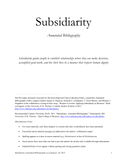 Subsidiarity - University of St. Thomas