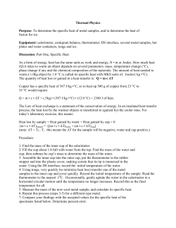 Lab #10 Thermal Physics