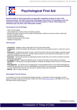 Psychological First Aid - VCC Emergencies Ministry