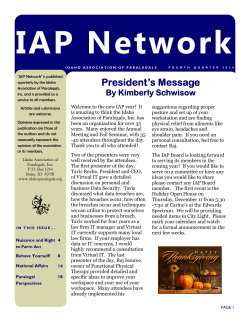 IAP NETWORK Fourth Quarter 2014 IAP Network