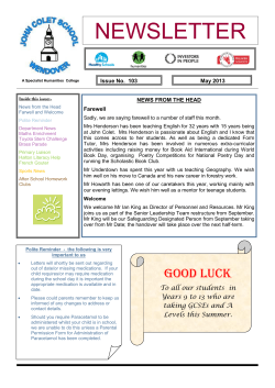 NEWSLETTER - John Colet School