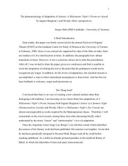 1 The phenomenology of adaptation of classics: A Midsummer