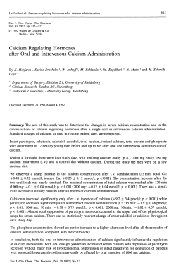 Calcium Regulating Hormones after Oral and Intravenous Calcium