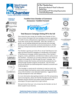 Frankfort Area Chamber of Commerce Announces Frankfort