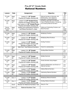 PreAP 6​th​ Grade Math Rational Numbers
