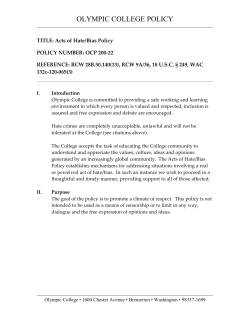OLYMPIC COLLEGE POLICY TITLE: Ten Hour/ Four Day Work Week