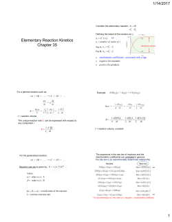 Elementary Reaction Kinetics Chapter 35
