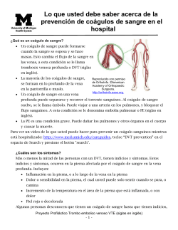 Lo que usted debe saber acerca de la prevenci&oacute;n de co&aacute;gulos de