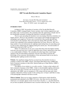 2007 Nevada Bird Records Committee Report