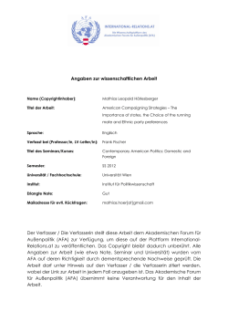 Angaben zur wissenschaftlichen Arbeit Der Verfasser / Die