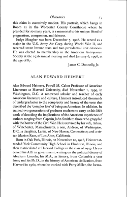ALAN EDWARD HEIMERT - American Antiquarian Society