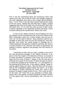 The Widow Oppressed by the Torah: Cambridge Korah 2008