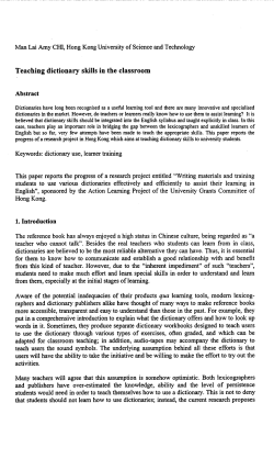 Teaching dictionary skills in the classroom