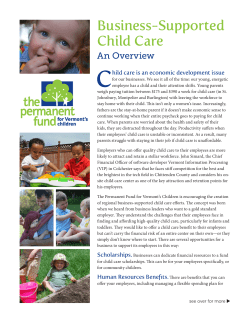 Business-Supported Child Care - Permanent Fund for Vermont`s
