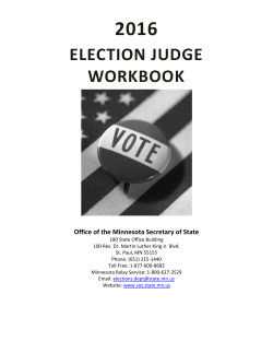 Election Judge Workbook - Minnesota Secretary Of State