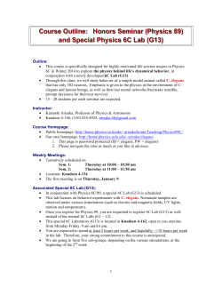 Course Outline: Honors Seminar (Physics 89)
