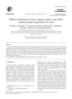Effects of charring on mass, organic carbon, and stable carbon