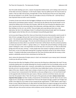 The There for Principles [3] &ndash; The Generosity Principle Ephesians 4