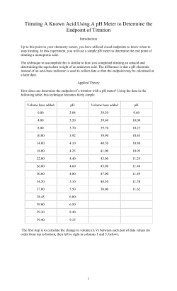 Titrating A Known Acid Using A pH Meter to Determine the Endpoint