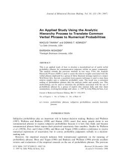 An Applied Study Using the Analytic Hierarchy