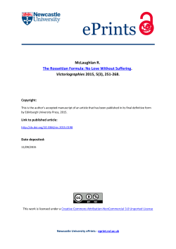 McLaughlan R. The Rossettian Formula: No Love Without Suffering