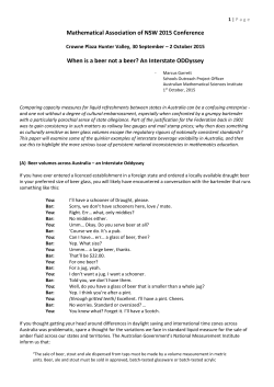 Mathematical Association of NSW 2015 Conference When is a beer
